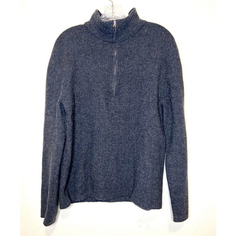 Banana Republic Gray Merino Wool  Sweater 1/2‎ Zip Mock Pullover Mens Size XL